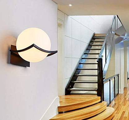 KRUIHAN LED Glass Ball Wall Lamps - Creative Glass Wall Lights for Bedroom/Bedside/Hallway/Living Room, LED Globe Wall Light(Bulb Not Included) Black