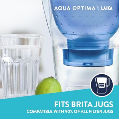 Aqua Optima Evolve+ Water Filter Cartridges 12 Pack - Fits Brita Jugs & Alternative for Maxtra Filters* - Reduces Limescale, Chlorine and Other Impurities - by LAICA (Packaging May Vary)