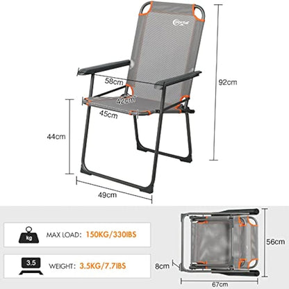 Portal Folding Chair Camping Garden Beach Fishing Outdoor Foldable Chair Lightweight Fold up Picnic Chair High Back Portable Chair Compact with Armrests