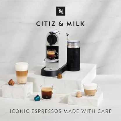 Nespresso Citiz Coffee Machine with Aeroccino Milk Frother by De'Longhi for Original Coffee Pods, Latte, Cappuccino, Espresso, Starter Capsule Set Included, EN267.WAE, White