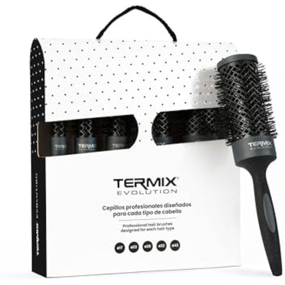 Pack Termix Evolution Plus - Hairbrushes for thick hair with Ionized bristles for thick and difficult to manage hair- It includes 5 diametres Ø 17, 23, 28, 32 y 43 mm