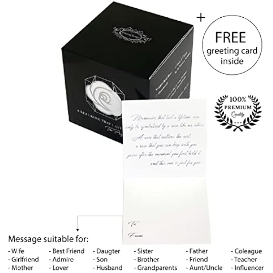 A 100% Real Rose That Lasts Years - Eternal Petals, Handmade in UK, Flowers Delivery Next Day Prime – White Gold Solo (Red)