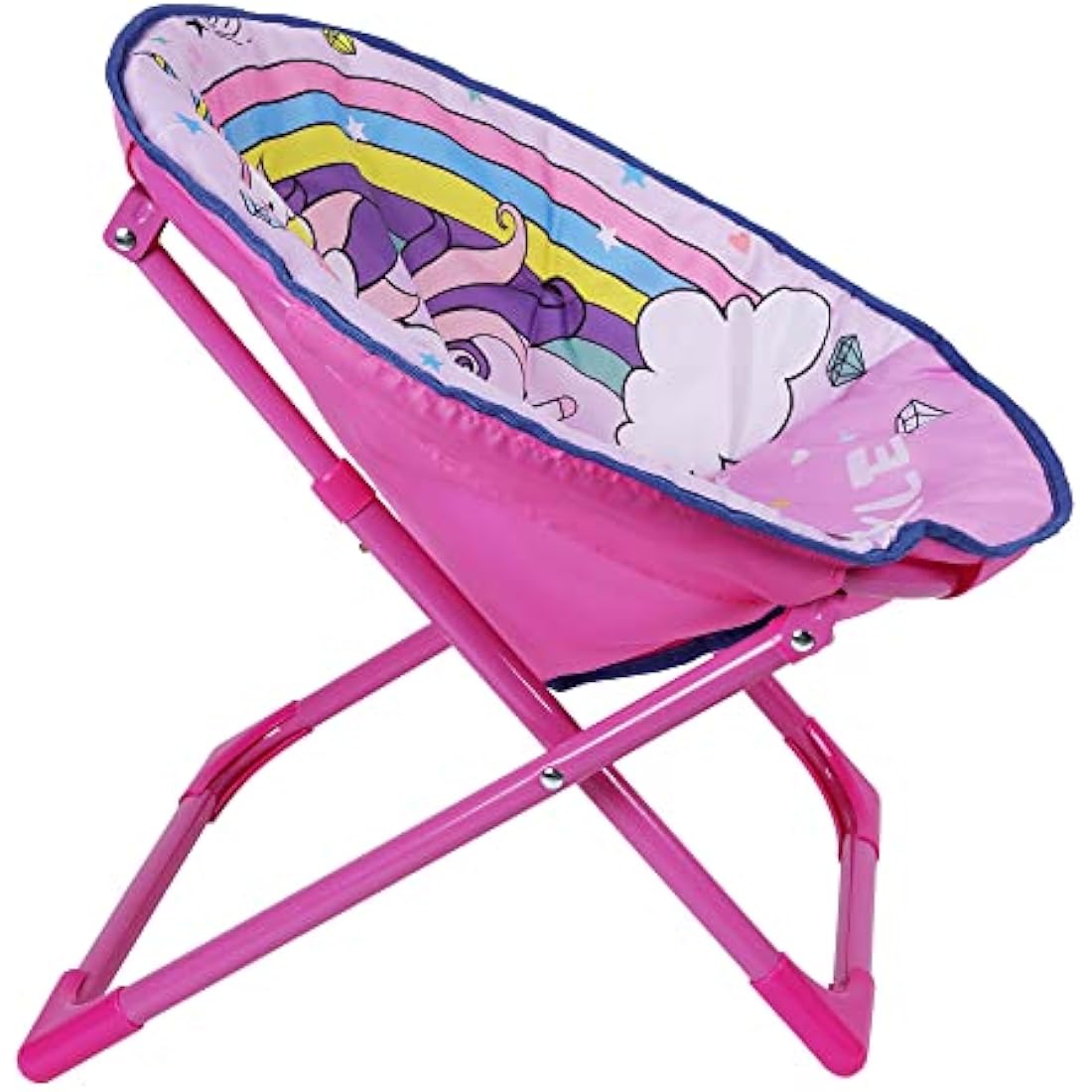 Outplea Rainbow Unicorn Kids Suacer Chair - Toddler Cartoon Moon Foldable Camping Chair for Patio, Beach, Picnic