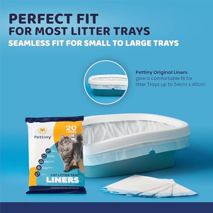 Pettiny 20 Cat Litter Tray Liners with Drawstrings Scratch Resistant Bags for Medium and Large Litter Box