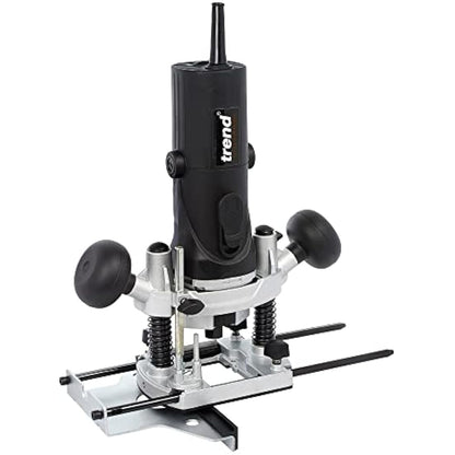 Trend T4 1/4 Inch Variable Speed Workshop Router and Kitbox, Perfect for Hinge Cutting, Timber Profiling & Hand Carving, 850W 115v T4ELK, Black