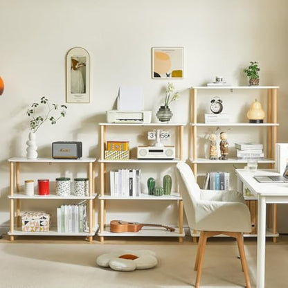 IBUYKE 5-Tier Wooden Open Bookcase - Modern Freestanding Bookshelf Storage Organizer,Multifunctional Display Stand for Bedroom, Living Room and Home Office, Storage Cabinet,White WBC005W