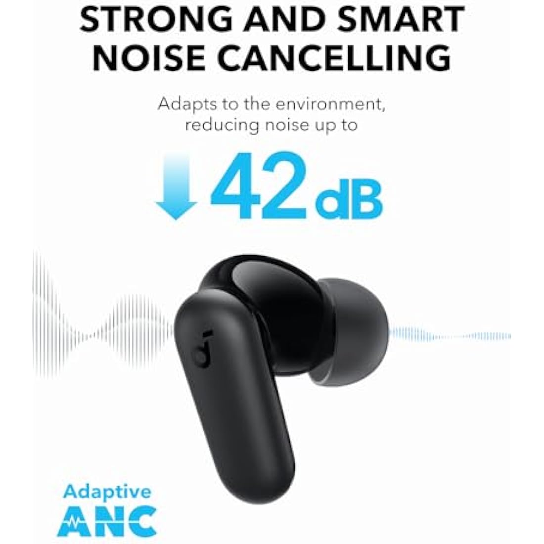 soundcore P30i by Anker Noise Cancelling Earbuds, Strong and Smart Noise Cancelling, Powerful Bass, 45H Playtime, 2-in-1 Case and Phone Stand, IP54, Wireless Earbuds, Bluetooth 5.4, App Control