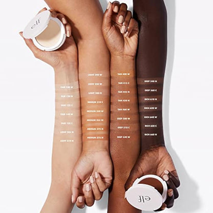 e.l.f. Camo Powder Foundation, Lightweight, Primer-Infused Buildable & Long-Lasting Medium-to-Full Coverage Foundation, Tan 425 N