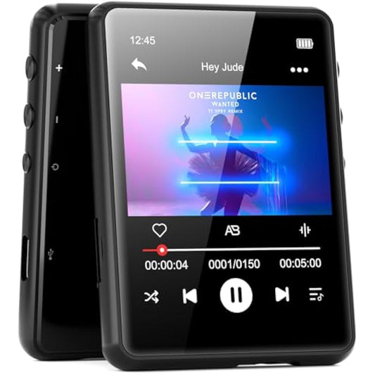 MECHEN 64GB MP3 Player Bluetooth 5.3 with 2.4" Full Touch Screen，Portable Digital Music Player with Speaker，FM Radio, Line Recording, HiFi Lossless Sound, Support up to 128GB