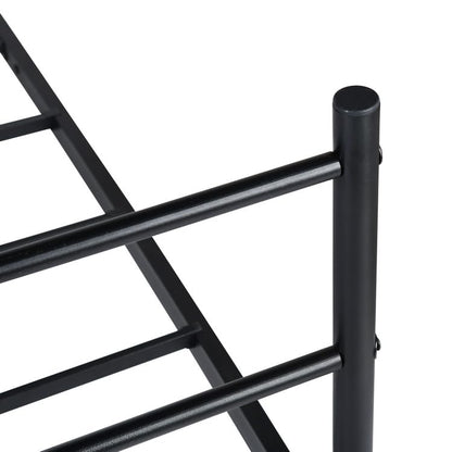 FurnitureR Black Metal Double Bed Frame with Decorative Headboard, Heavy Duty Steel Slats, Noise-Free Support, No Box Spring Needed, Easy Assembly