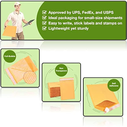 NaXew Padded Envelopes A5, with Easy Tear Strip Peel + Seal Bubble Mailer Bags Postal Wrap Envelope Cushioned Protective Packaging 150 x 215 mm (Yellow A5, 10pcs)