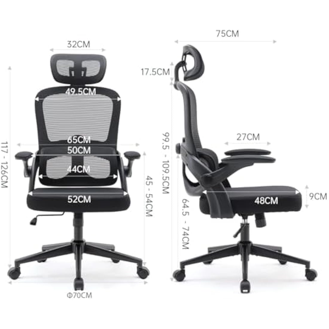 SIHOO M102C Ergonomic Mesh Office Chair, High Back desk chair with 3D Armrests, Up&Down Lumbar Support, Swivel Computer Task Chair, Black