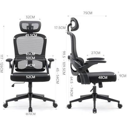 SIHOO M102C Ergonomic Mesh Office Chair, High Back desk chair with 3D Armrests, Up&Down Lumbar Support, Swivel Computer Task Chair, Black