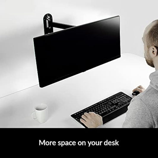 ARCTIC W1C - Wall Mount with Retractable Folding Arm, Wall Space-Saving Attachment, up to 43"; 49" Ultrawide, up to 18 kg (39.6 lbs), Cable Managment, Simple Installation - Black