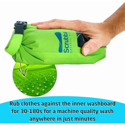 Scrubba MINI Wash Bag – Ultra-Compact Portable Washing Machine – Pocket-Size Clothes Washer for Travel, Camping & Hiking – Dry Bag & Laundry Essentials – Use with Detergent or Hand Soap – 70g