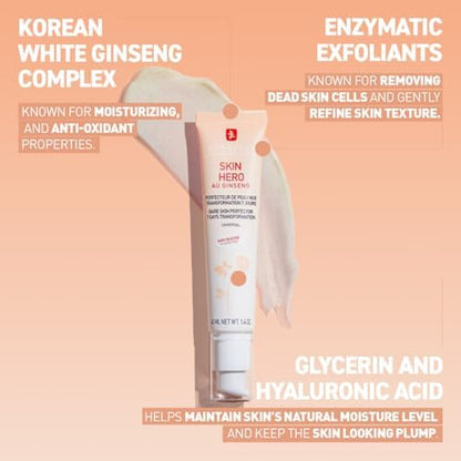 Erborian Skin Hero with White Ginseng - 7 Day Nude Skin Perfecting Untinted Face Care with Hyaluronic Acid - Korean Cosmetic Face Care