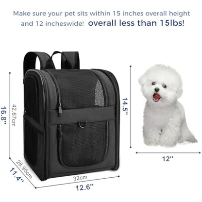 Apollo Walker Pet Carrier Backpack for Large/Small Cats and Dogs, Puppies, Safety Features and Cushion Back Support for Travel, Hiking, Outdoor Use (Black)