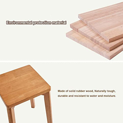 Aibiju Square Wooden Stool, Dressing Table Stool, Solid Wood Makeup Stool, Step Stool, Kids Small Table, Perfect Size for your Living Room, Bedroom (Natural, 1 Piece),YDEU-1502