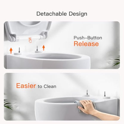 Pipishell Soft Close Toilet Seat, Toilet Seat with Quick Release for Easy Clean, Simple Top Fixing, Standard Toilet Seats White with Adjustable Hinges, O Shape