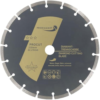 PRODIAMANT set of 2 universal diamond cutting disc 230mm 9inch x 22.2 mm concrete, stone, brick 9 inch diamond disc 7mm segment