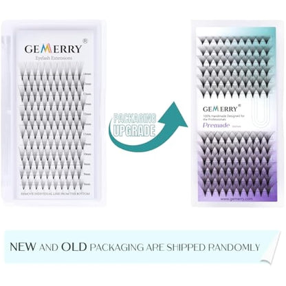 Pre Made Fan Eyelash Extensions 8D Fans 0.07mm D Curl 8-14mm Mix 8D Cluster Eyelash Extension Premade Fans Volume Russian Individual Lashes Cluster Gemerry Fan Lash Extensions(0.07-8D-D curl-Mix)