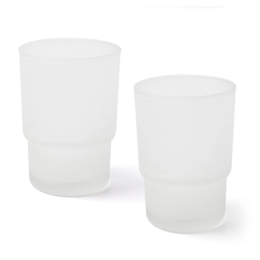 Joeji's 2 Pack Set Replacement Frosted Glass Tumbler Cup - Hygienic Toothbrush Holder Organiser - Stylish Practical Design - Standard Size?