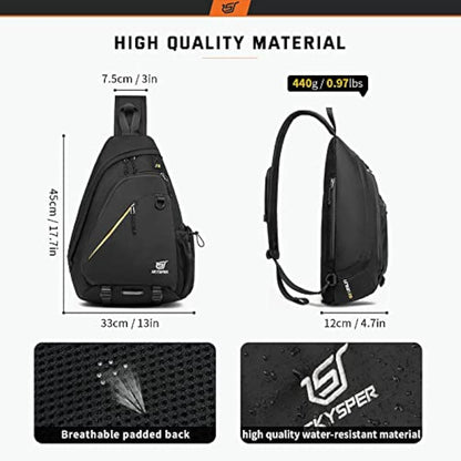 SKYSPER Sling Laptop Bag (Up to 13 Inch) - 18L Crossbody Sling Backpack Travel Shoulder Bag Hiking Daypack for Men Women