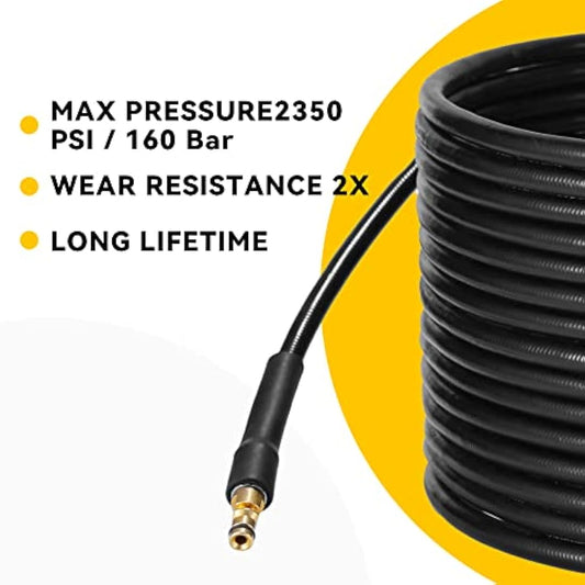YUET 15M High Pressure Washer Replacement Hose for Kärcher K Series Washers Domestic Karcher K2, K3, K4, K5, K7, Click Type Plug Quick Connector Accessories Extension Water Clean Pipe