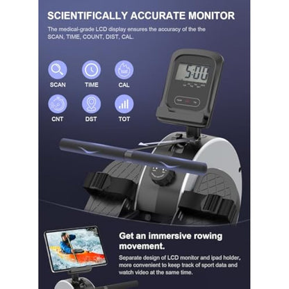 Neezee Rowing Machines, Rower Machines for Home Gym with Aluminum Rail, Water Rowing Machine with Tablet Stand, Water Resistance and LCD Display Rowing Machine