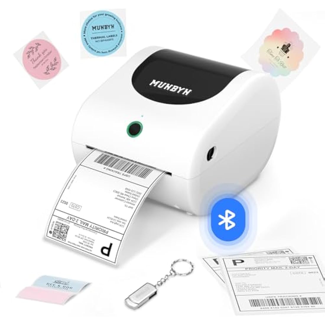 MUNBYN Bluetooth Shipping Label Printer, 4x6 Bluetooth Thermal Label Printer for Small Business, Compatible with iPhone, Android, Windows, macOS, Etsy, Shopify, eBay, Royal Mail, DHL, DPD, Evri, 411B
