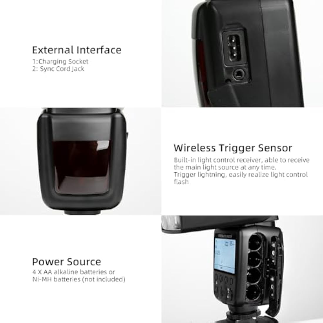 PHOTOOLEX LCD Flash Speedlite for Canon Nikon Sony Panasonic Olympus Fujifilm Pentax and Other DSLR Cameras and Digital Cameras Speedlight with Standard Hot Shoe for Studio Photography Photoshoot