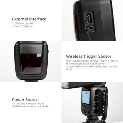 PHOTOOLEX LCD Flash Speedlite for Canon Nikon Sony Panasonic Olympus Fujifilm Pentax and Other DSLR Cameras and Digital Cameras Speedlight with Standard Hot Shoe for Studio Photography Photoshoot