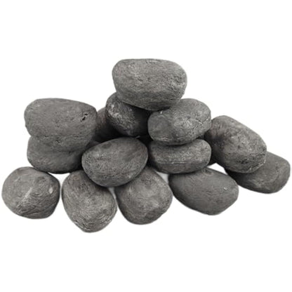The Stove Wizard Gas Fire Replacement Pebbles Coals 20 Ceramic Pebbles for Gas, LPG, Bio Ethanol and Electric Fires, 10 White and 10 Grey,Approximate size 60mm x 40mm x 40mm