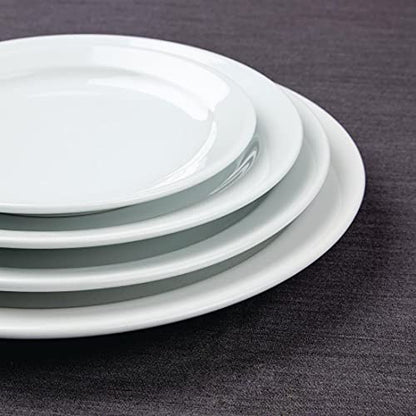 Athena Hotelware Narrow Rimmed Plates in White Porcelain - Super Vitrified Durable Glaze - Oven
