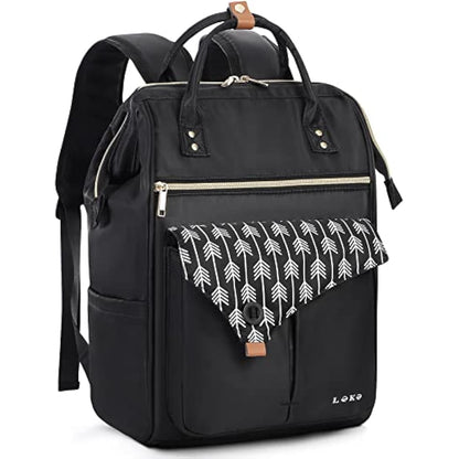 Lekesky Laptop Backpack Women Rucksack Bags 15.6 Inch Laptop Backpack with USB Port School Bag for Travel Business College Women Men- Black