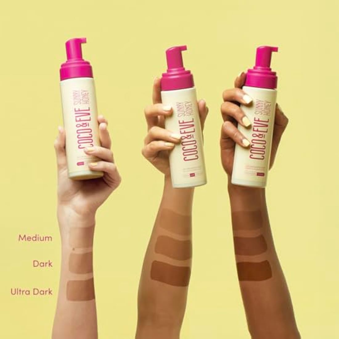 Coco & Eve Sunny Honey Bali Bronzing Bundle. All Natural Sunless Tanning Mousse. Instant Self Tanning Lotion with Bronzer, Mitt Applicator and Kabuki Brush. (Dark)