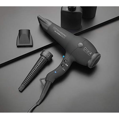 Diva Pro Styling Ultima 5000 Pro Dryer, 2200W Professional Hairdryer with Ionic Conditioning, Black