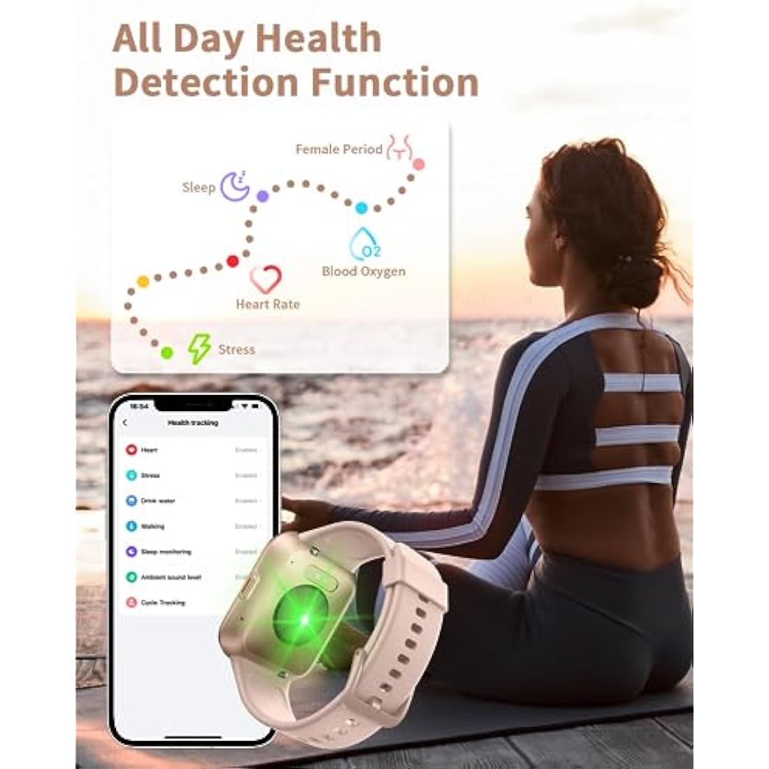 Smart Watch for Women(Answer/Make Call), Alexa Built-in 1.8" Touch Screen Fitness Watch with SpO2 Heart Rate Sleep Monitor, 100 Sports IP68 Waterproof Step Counter Ladies Smartwatch for iPhone Android