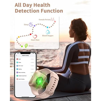 Smart Watch for Women(Answer/Make Call), Alexa Built-in 1.8" Touch Screen Fitness Watch with SpO2 Heart Rate Sleep Monitor, 100 Sports IP68 Waterproof Step Counter Ladies Smartwatch for iPhone Android