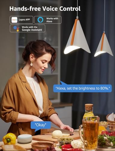 Lepro BP1 AI Smart Bulb E14, Music Sync Small Edison Screw Bulb, Voice Control, 4.9W 470LM Bluetooth & WiFi Bulb, LLM AI Lighting Design Assistant, Work with Alexa & Google Assistant, 4 Packs