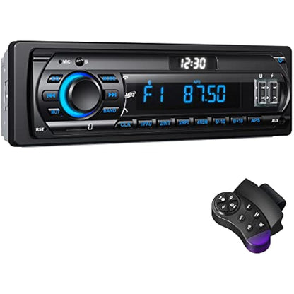 RDS Car Radio Bluetooth Hands-free, 9-24V Car Stereo Bluetooth 4 x 65W FM/AM Radio LCD Clock with 7 Colors Lighting, MP3 Player Supports 2 USB/AUX/SD