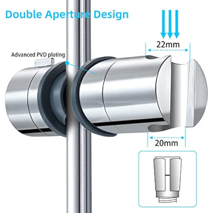 BBLIKE Shower Head Holder - 19-22mm ABS Adjustable Shower Holder Bracket, Universal Shower Head Holder Replacement for 18-25mm Slide Rod, Shower Head Accessories Parts, Chrome Plated