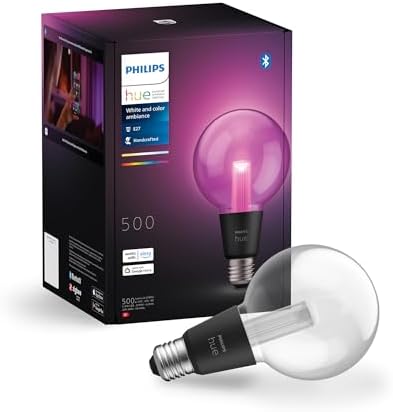 Philips Hue Lightguide G95 Small Globe Smart Bulb, White and Color Light, Bluetooth Compatible, Voice Control with Alexa, Apple Home & Google Assistant