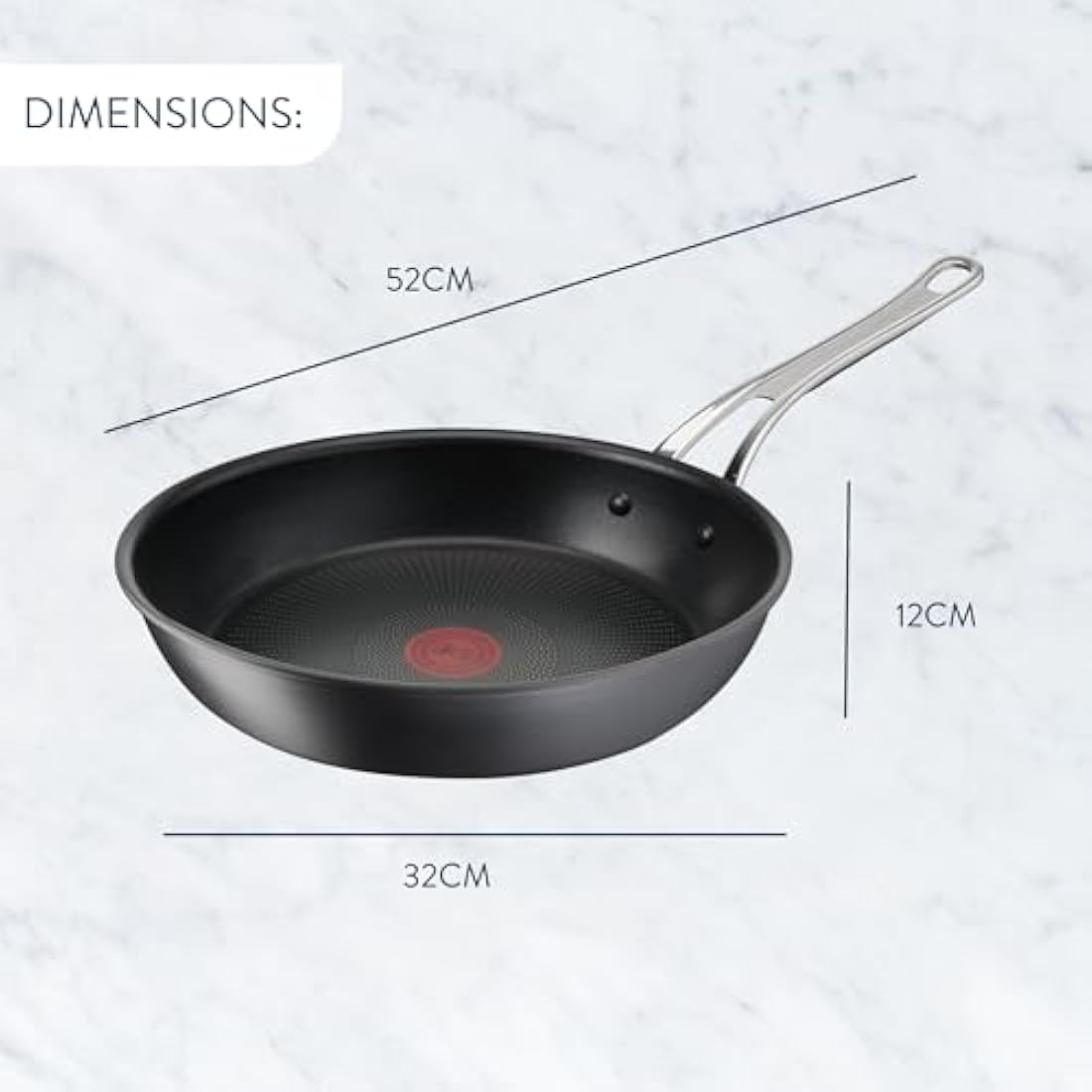 Tefal Jamie Oliver Cook’s Classics Frying Pan, 30cm, Hard Anodised Aluminium, Non-Stick, Oven-Safe, Induction Compatible, Riveted Handle, Black – H9120744