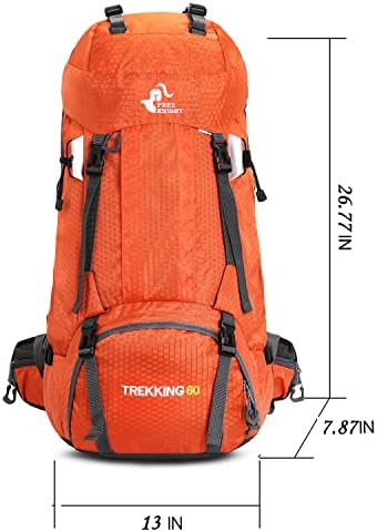 Bseash 60L Waterproof Hiking Camping Backpack with Rain Cover, Lightweight Outdoor Sport Travel Daypack Rucksack for Climbing Skiing