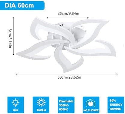 Comely LED Ceiling Light Dimmable, Ceiling Lamp with Remote Control, 40W 4700LM 3000K~6500K Φ60cm, Acrylic Modern Ceiling Light for Bedroom Living Room, Dia60cm