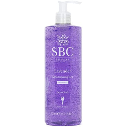 SBC Skincare Lavender Moisturising Gel - 500ml | Lavender Moisturiser For Face And Body | Lavender Body Lotion | Vegan Friendly Gel With Lavender Oil | Cooling After Sun Gel