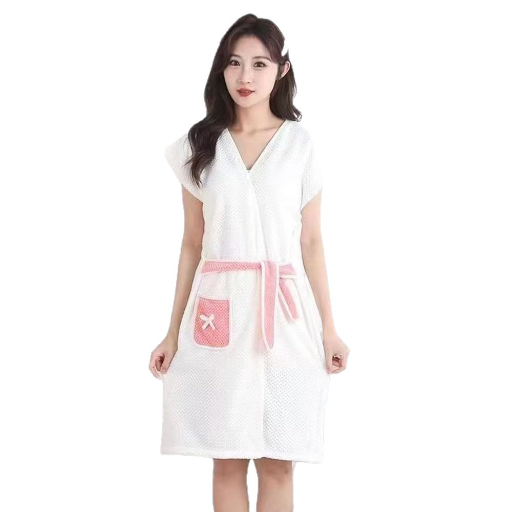 IFUDE Womens Wearable Bath Towel With Pockets Bathrobe Bath Towel Wrap Bathtub Shower Dress Absorbent Bathing Skirt for Sauna Spa Shower, Bath Towels