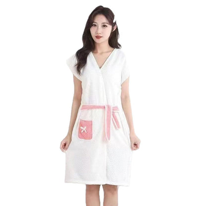 IFUDE Womens Wearable Bath Towel With Pockets Bathrobe Bath Towel Wrap Bathtub Shower Dress Absorbent Bathing Skirt for Sauna Spa Shower, Bath Towels
