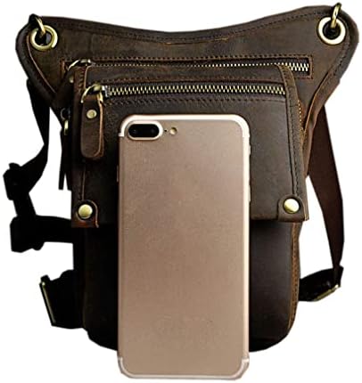 Xieben Leather Drop Leg Bag for Men Women Motorcycle Bike Riding Cycling Multi-Purpose Thigh Waist Fanny Pack Travel Hiking Sports Camping Pouch Deep Brown